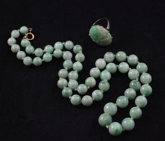 Jadeite necklace & ring.